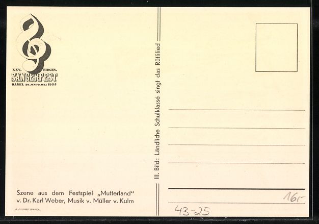 Cartes postales: Dr. Karl Weber: Basel, XXV. Eidgen. Sän – D'occasion à Berlin par bartko-reher 1