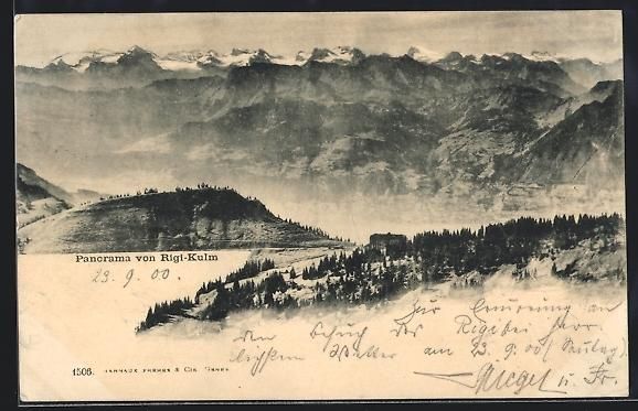 Cartoline postali: Rigi-Kulm, Panorama aus der Vogelschau – Usato da Berlin venduto da bartko-reher