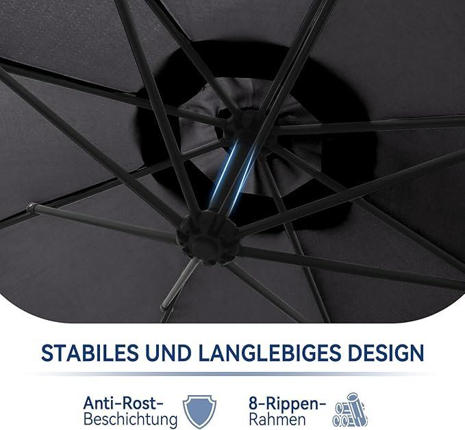 Sonnenschirme: Ampelschirm 300 cm mit Ständer UV-Schutz Wind – Neu und originalverpackt aus Dietikon von Abverkauf10 4
