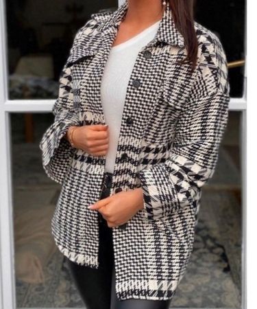 Veste pied de poule mi longue
