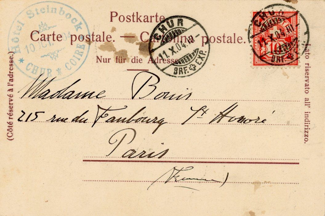 Ansichtskarten: Chur   GR   -    SPINÖHL              um  1 9 0 4 – Gebraucht aus Brig von Valcards54 1