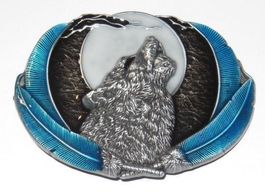 Metall Gürtelschnalle häulender WOLF