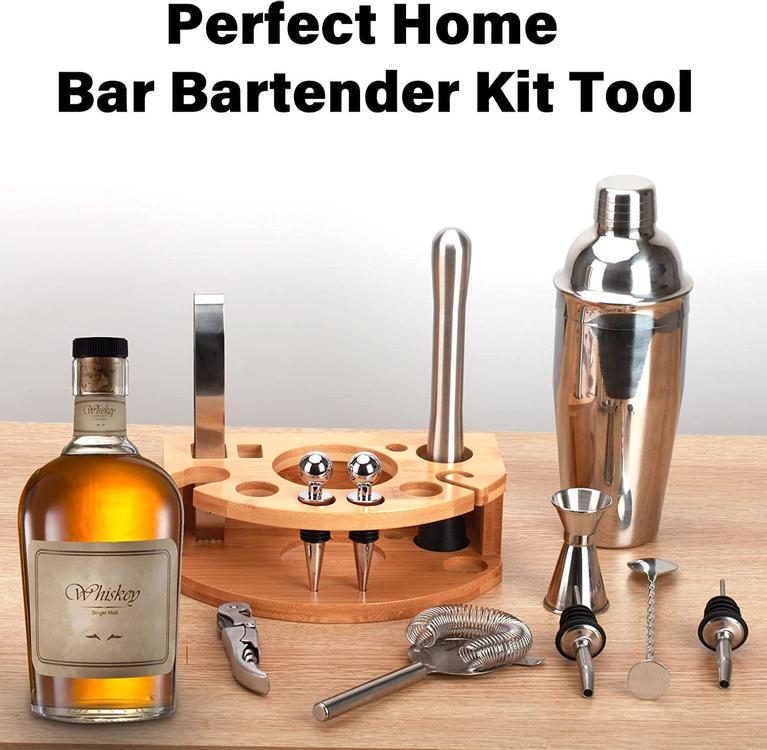 12pcs Cocktail Set Mit 750ml Cocktail Shaker Bambus Ständer