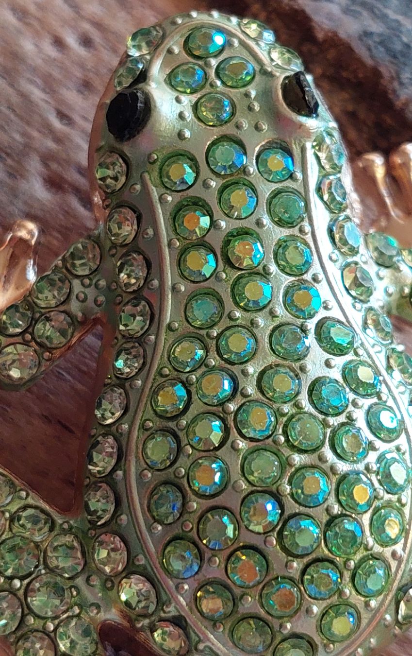 Spille & Fermagli: Tolle Frosch Brosche mit Strass hellgrün – Nuovo (secondo la descrizione) da Oberwil BL venduto da Hunajakakku 2