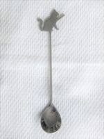 Kaffeelöffel mit Katze, Chromstahl