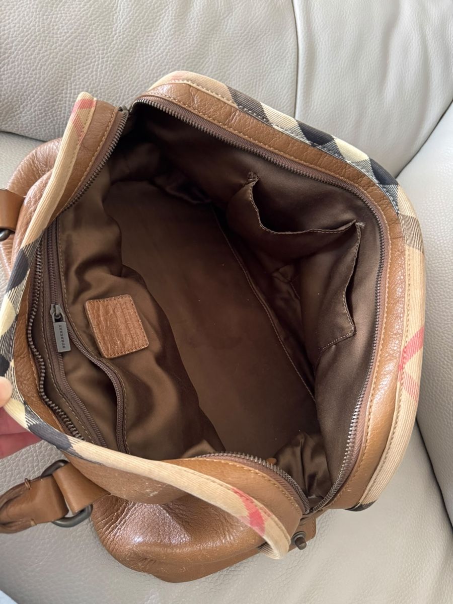 Burberry Borse da donna: Burberry Leder Handtasche Check Canvas braun – Usato da Zollikon venduto da snowflake10- 2