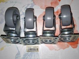 4NEUE Lenk-Möbelrollen, robuste, 7cm hoch, Befestigung 4x4cm