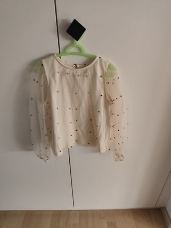 Sommer Bluse mit Tüllärmel, Grösse 128, neuwertig