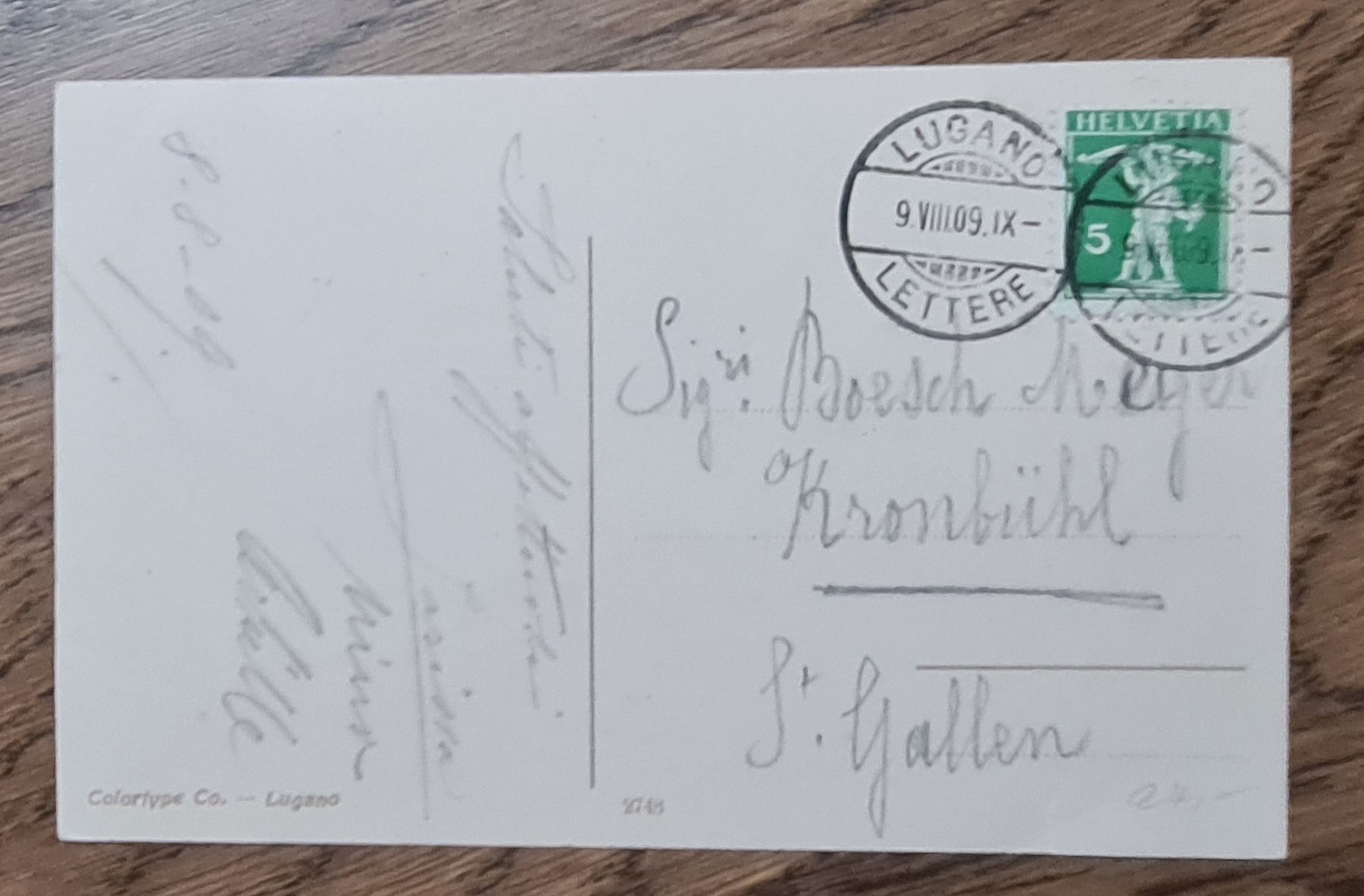 Cartoline postali: Lugano 1909, Postkarte – Usato da Ebikon venduto da Donar50 1