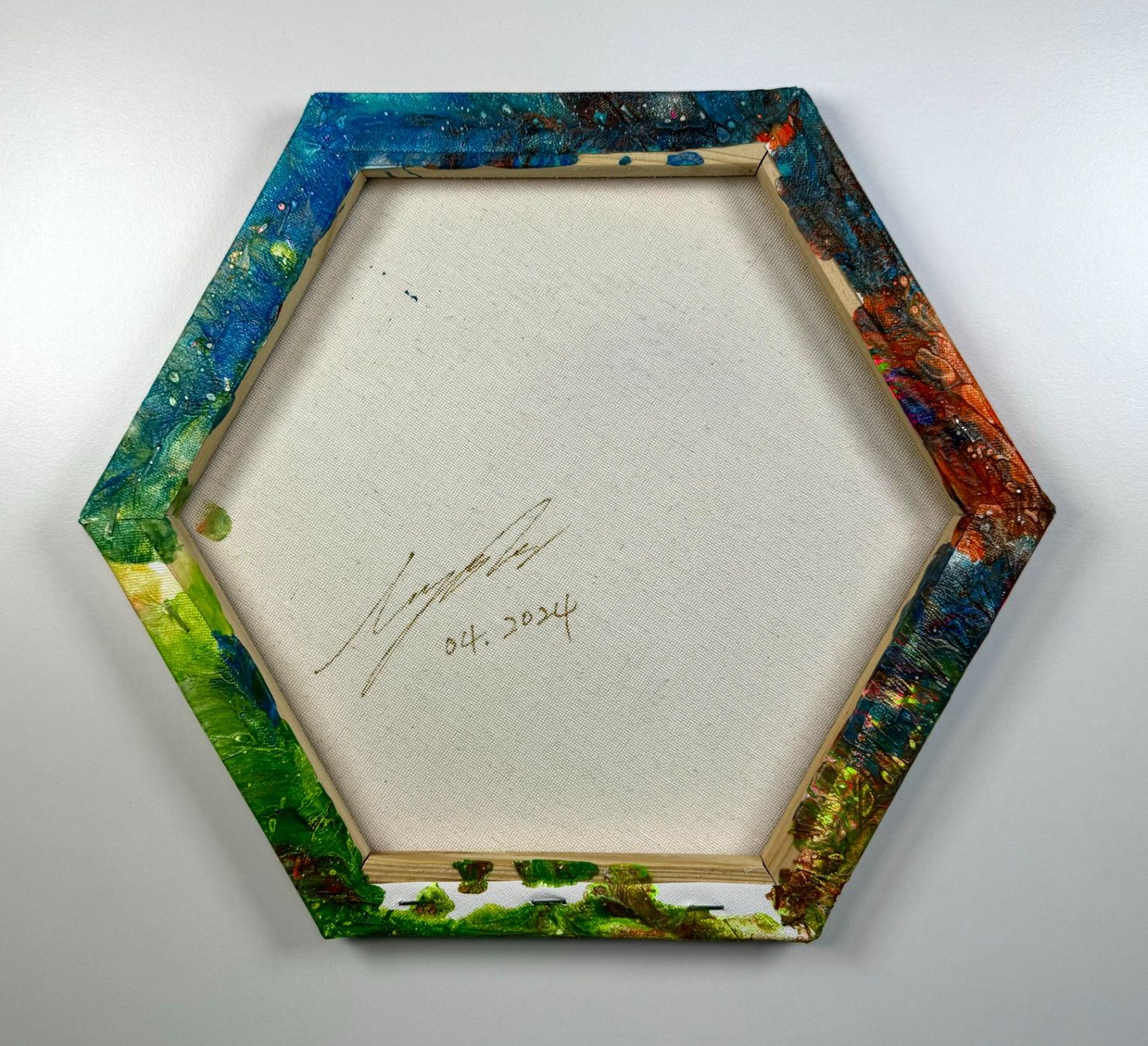 Dipinti: Acryl-Flüssigmalerei, Sechseck – Usato da Schlieren venduto da MayaSheng1983 2