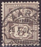 Ziffermarke 3 Rp., SBK 81, Faserpapier