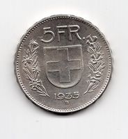 (321) Schweiz, 5 Franken 1935, top stgl