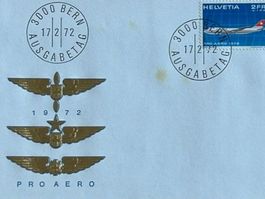 🌟 FDC 17.II.72 Pro-Aero-Aktion Jumbo-Jet, Swissair Nr.47 ✈️