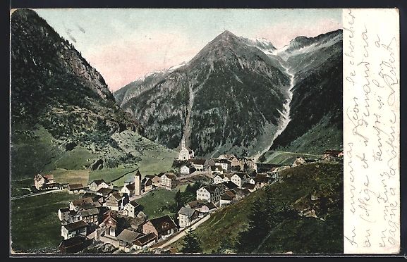 Cartoline postali: Goeschenen, Gesamtansicht mit Bergspitze – Usato da Berlin venduto da bartko-reher