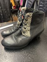 Think! Lederstiefeletten Schwarz/Leo Gr. 38.5