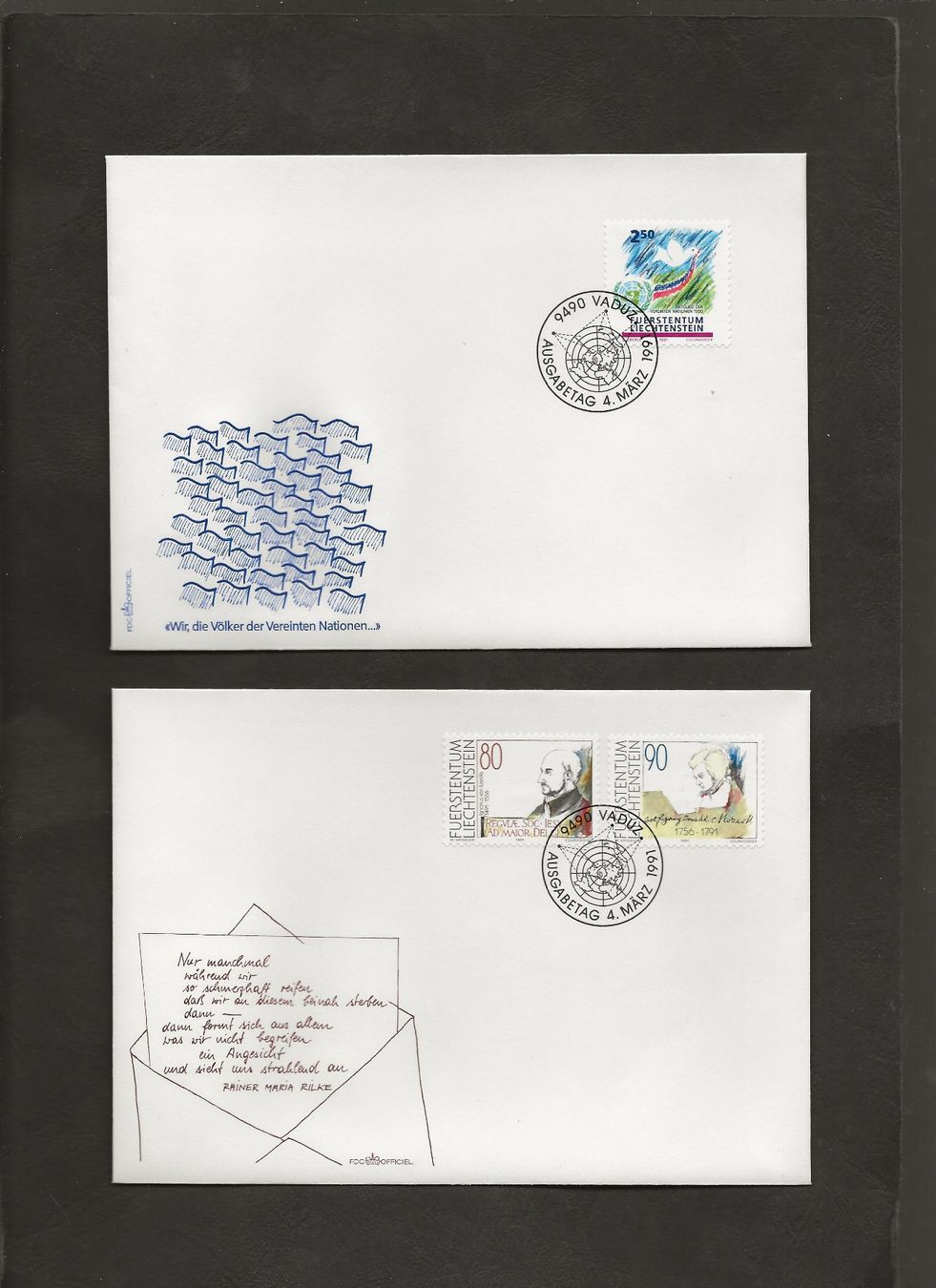 Tutti i francobolli: 16 FDC Liechtenstein 1989 bis 1991 – Usato da Au ZH venduto da xelagreb01 8