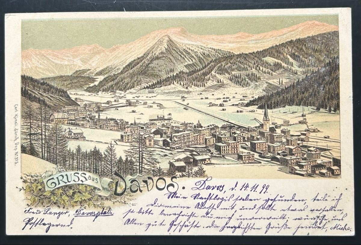 Cartoline postali: Gruss aus Davos Litho  – Usato da Horw venduto da Tellbub
