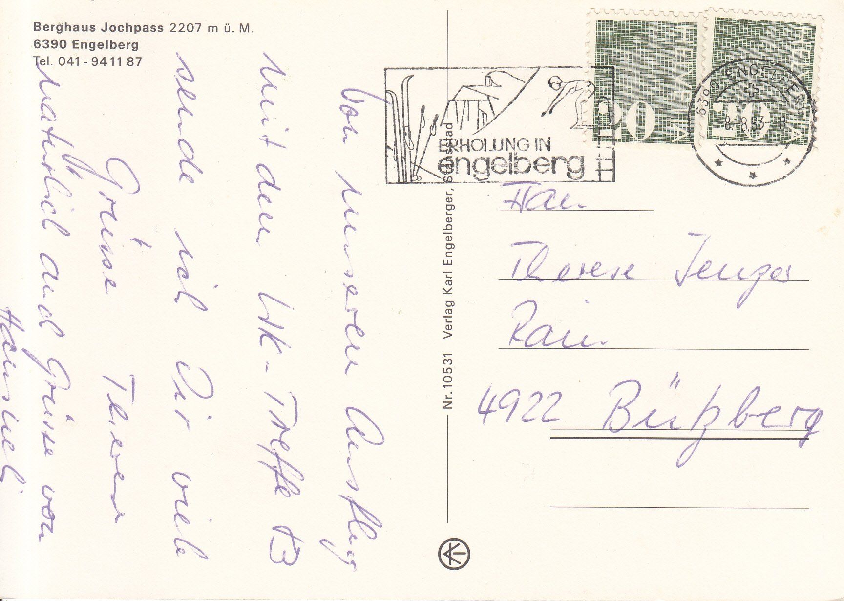 Cartoline postali: Jochpass 1983 – Usato da Bürglen TG venduto da StampGraf 1