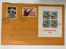 Soldatenmarken 1939-45, 5 vers. Blocks je auf Brief