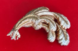 Vintage Tuch - Brosche in Federform, fairer Versand