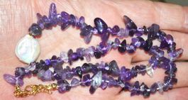 Halskette A-969 – Amethyst & Süsswasser Perle – 45 cm