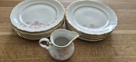 12-er Set Dessertteller mit Milchkrug