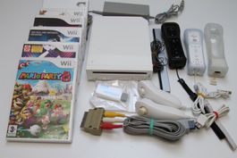 Nintendo Wii mit HDMI-Adapter und Spielen