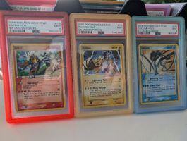 Pokemon Rare Entei, Raikou and Suicune Gold Star PSA 9 seq