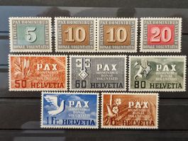 Schweizer 1945 PAX Teilsatz postfrisch & *