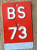 BS 73 - VELONUMMER - FAHRRADSCHILD - PLAQUE DE VELO - BS 73