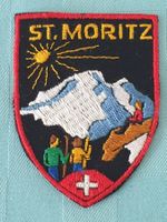 Vintage Badge Wappen St. Moritz Berge ST. GALLER STICKEREI
