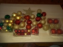 Christbaumkugeln Weihnachtskugeln Deko Gold Rot Grün Glitzer