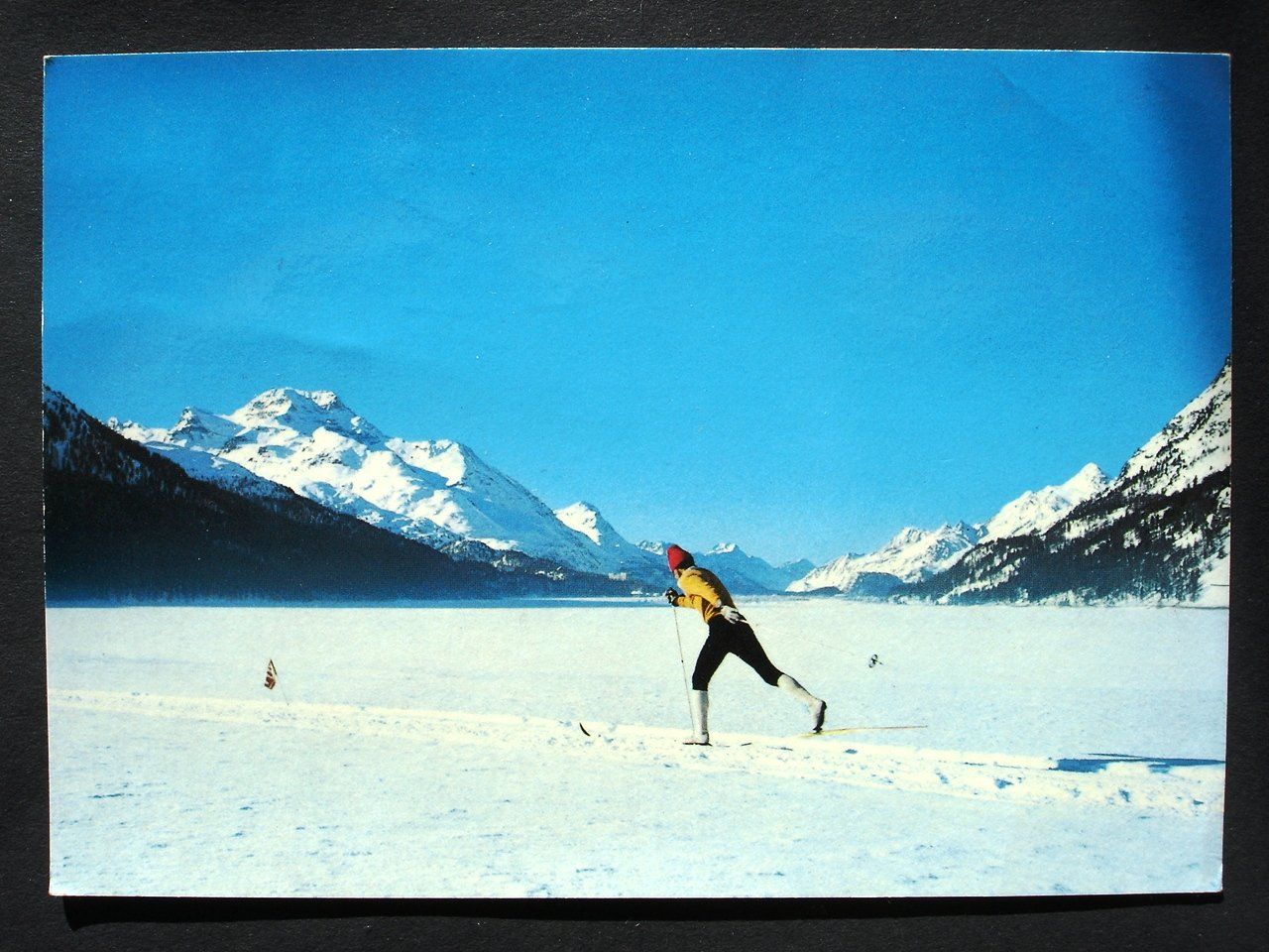 Cartoline postali: SILVAPLANA Ski-Langläufer am Silvaplanersee – Usato da Jona venduto da philajona