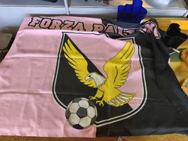 Fahne FORZA PALERMO ca. 95x130cm Rosa Schwarz Adler(A20)