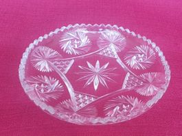 Vintage Servierteller Kristallglas Schleuderstern-Motiv