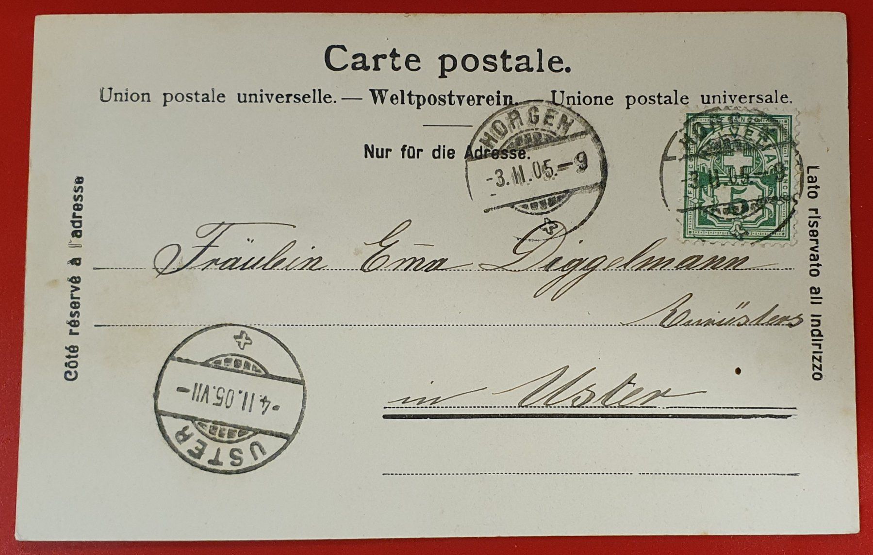 Cartoline postali: Horgen 1905 – Usato da Kreuzlingen venduto da Rschweiz1 1