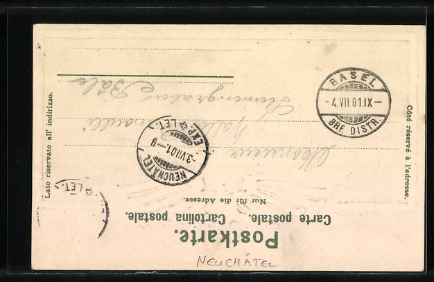 Cartoline postali: Neuchâtel, Ansicht vom Schloss, Wappen – Usato da Berlin venduto da bartko-reher 1