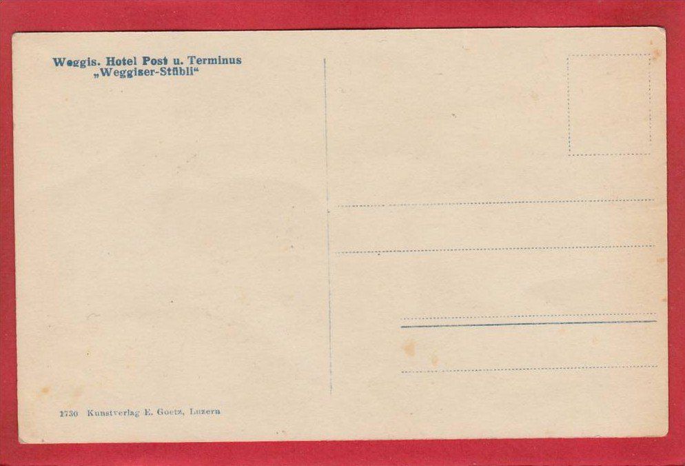 Cartoline postali: WEGGIS HOTEL POST UND TERMINUS, WEGGISER STÜBLI – Usato da Grüningen venduto da Kartenlaube 1