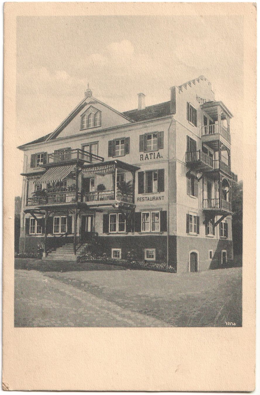 Cartoline postali: SENT: Hotel Räthia 1918 – Usato da Engelburg venduto da Swisscards