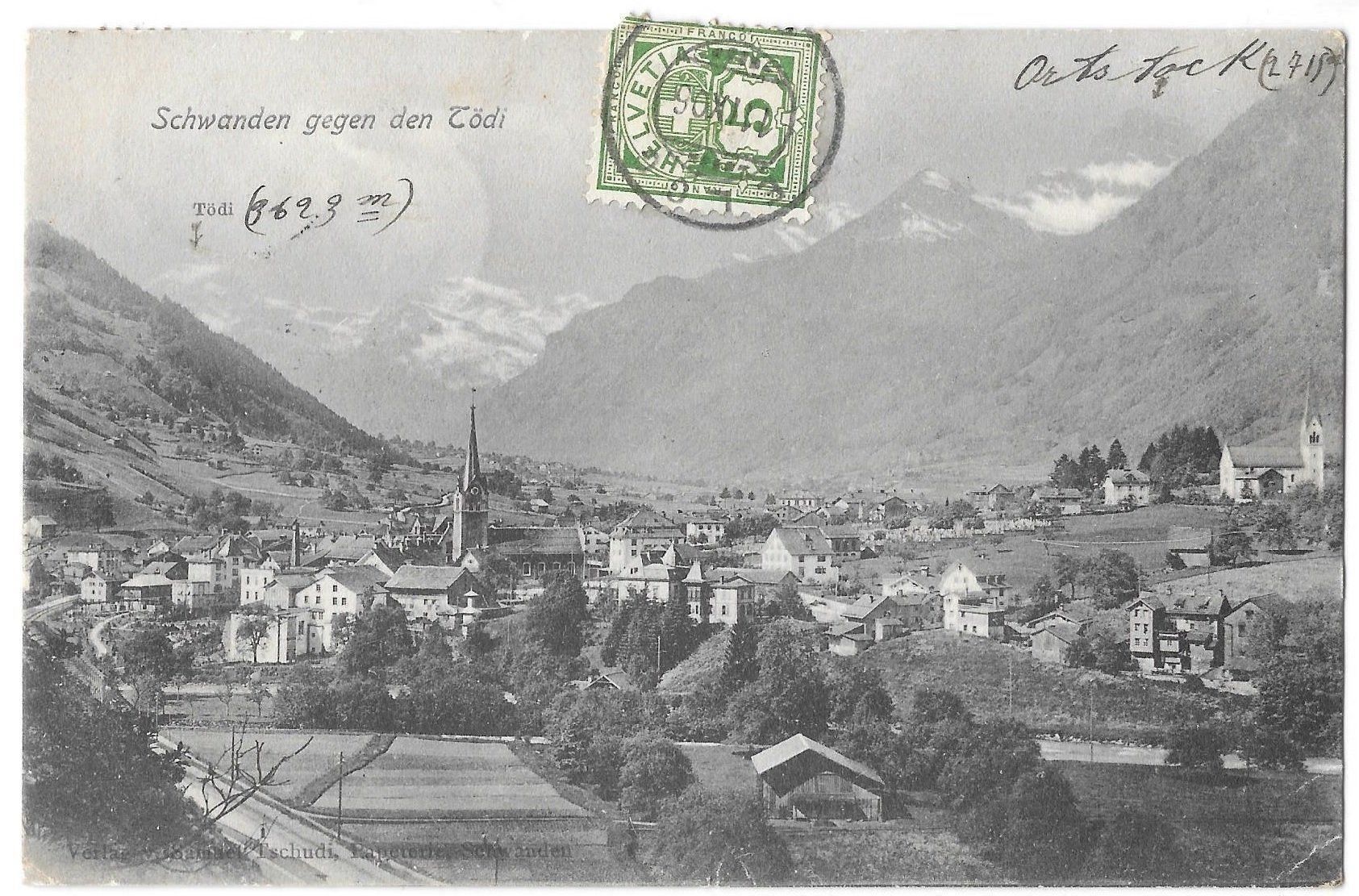 Cartoline postali: Schwanden gegen den Tödi – Usato da Olten venduto da clotaldi