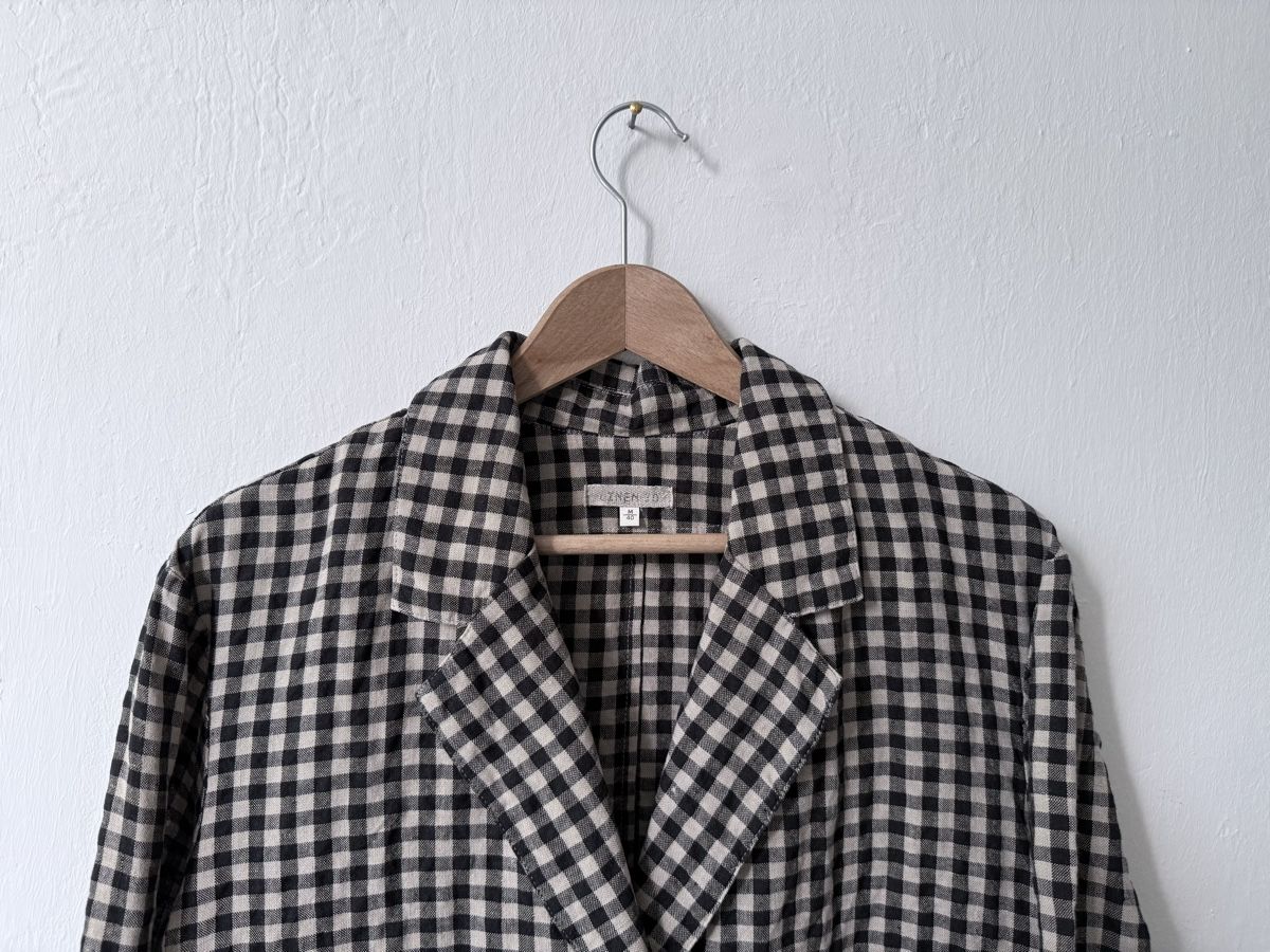 Jacken: Leinenblazer Karomuster schwarz/beige Grösse M – Neu (gemäss Beschreibung) aus Basel von A-Z-B 1