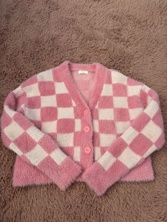 Next Strickjacke kariert rosa weiss Grösse 116-130 