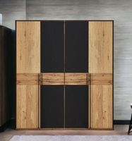 Schrank BOSTON Wildeiche massiv Anthrazitglas 200 x 220 cm