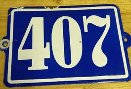 Hausnummernschild Emaille Nummer 407 