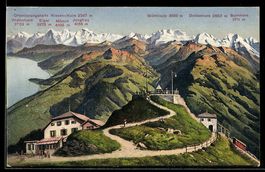 AK Niesen-Kulm, Ortsansicht, Blümlisalp, Orientierungskarte
