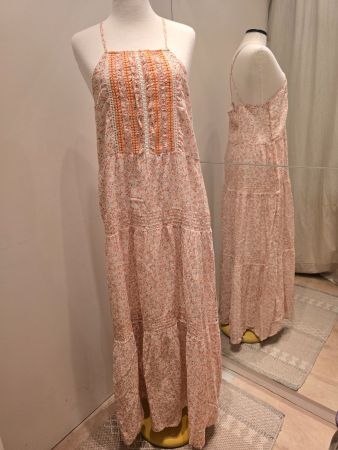 👗 Pepe Jeans Maxikleid Gr. M Blumen Koralle lang
