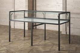 Glasvitrine Theke, LED, Schwarz (B.180cmxT.80cmxH.105cm)