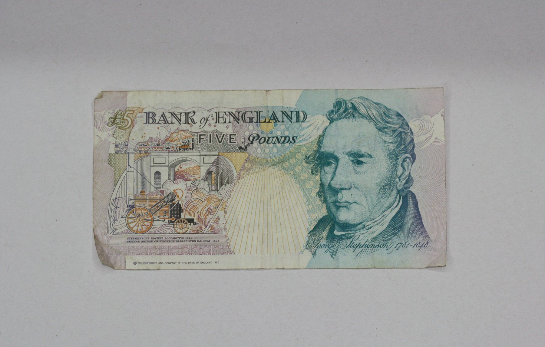 Banknoten: 5 Pfund Note England 1990 – Gebraucht aus Chur von Invinoveritas 1