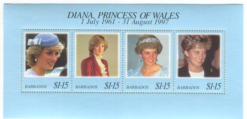 Tutti i francobolli: Block "Lady Diana". Barbados – Nuovo e nell'imballaggio originale da Basel venduto da Butsch5