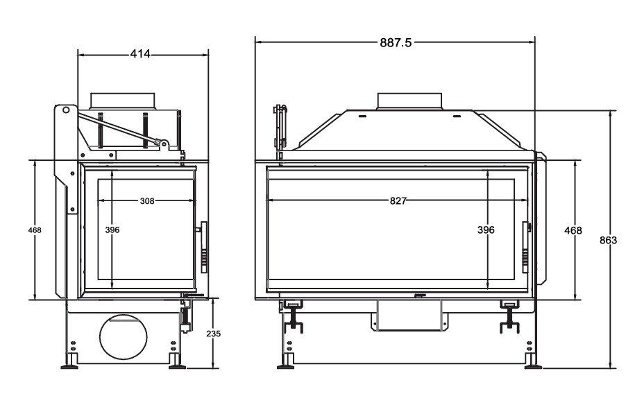 Camini: Insert à bois Quattro 80 A.Caminetti 2 Cotés – Nuovo e nell'imballaggio originale da Lausanne venduto da UniDecoCasa 2